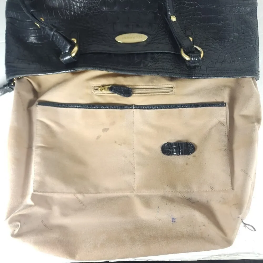 BRAHMIN Asher Medium Black Croc Embossed Melbourne Leather Tote bag